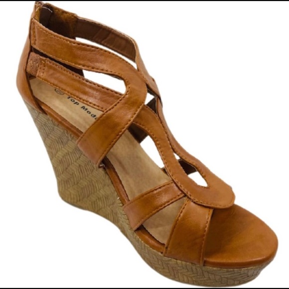 BNIB Top Moda tan wedges in size 9 - Picture 9 of 11